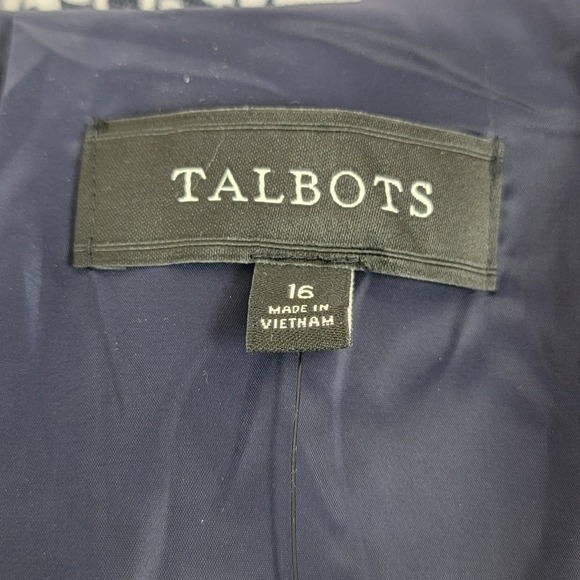 Talbots NEW Women 16 Navy White Floral Geometric Midi Career Mod Pencil Skirt - Picture 6 of 14